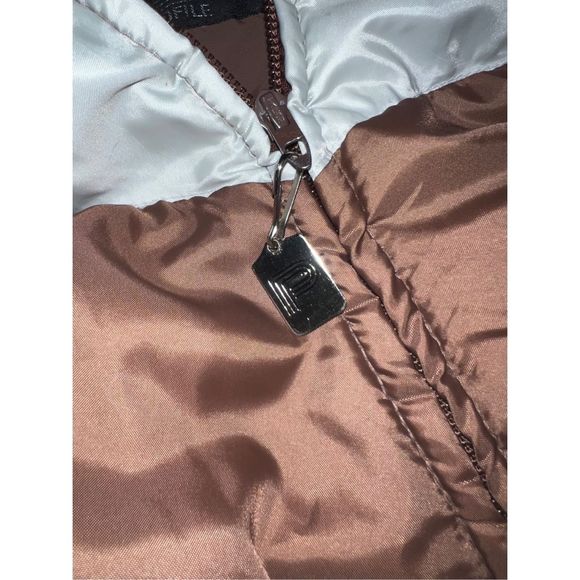 🎿 Vtg Monika Tilley Profile Mens Chevron Black Beige White Stripe Zip Down Vest - Picture 6 of 7